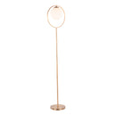 Moon Contemporary Floor Lamp in Gold Metal and Frosted Glass