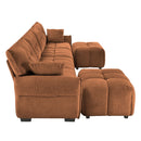 Sofa Set With Ottoman And Pillows, Textured, High Resilience Cushions