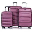 3 Piece Luggage Sets PC Lightweight & Durable Expandable Suitcase with Two Hooks, Double Spinner Wheels, TSA Lock, (21/25/29) Wine Red