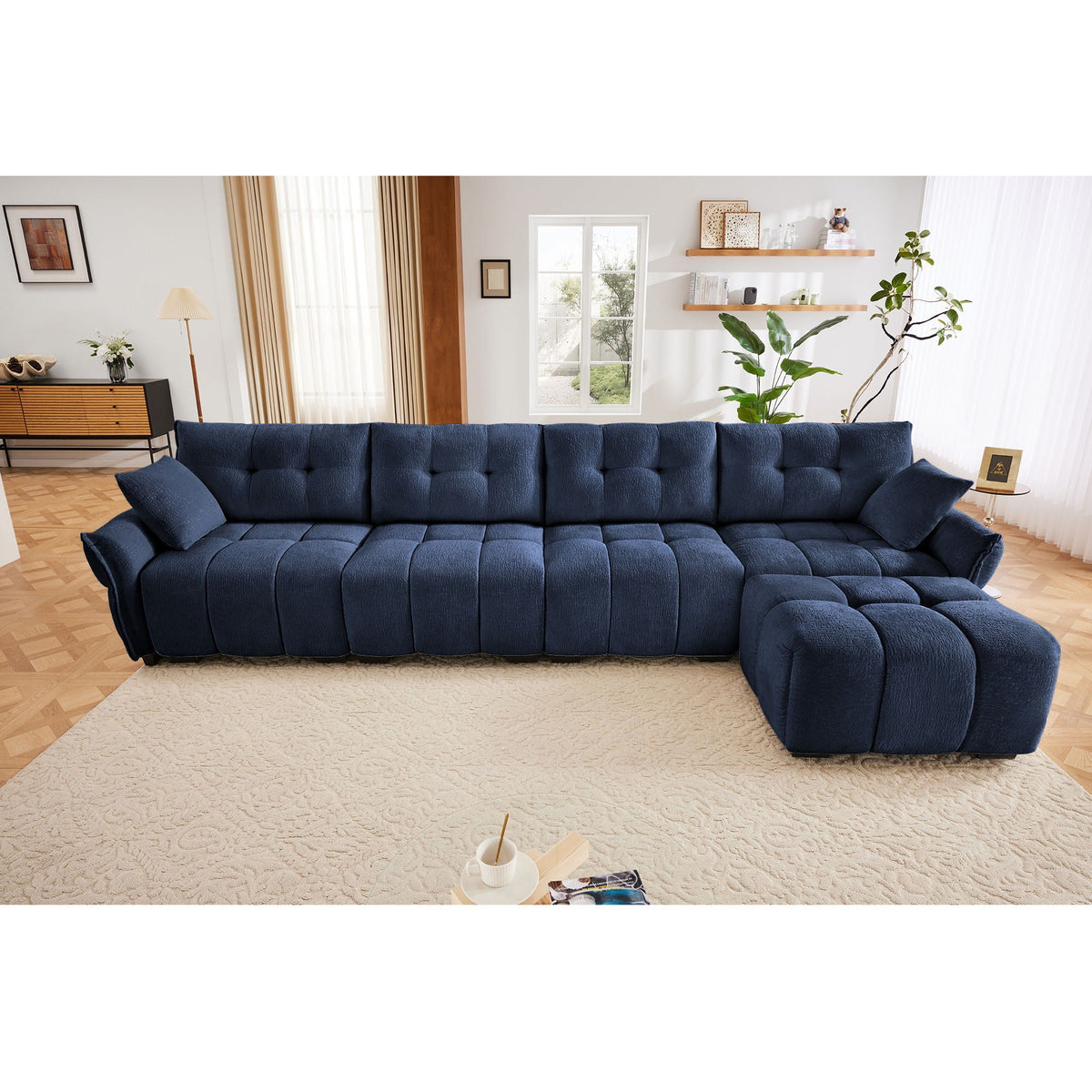 Sofa Set With Ottoman And Pillows, Textured, High Resilience Cushions, photo 32 of 40