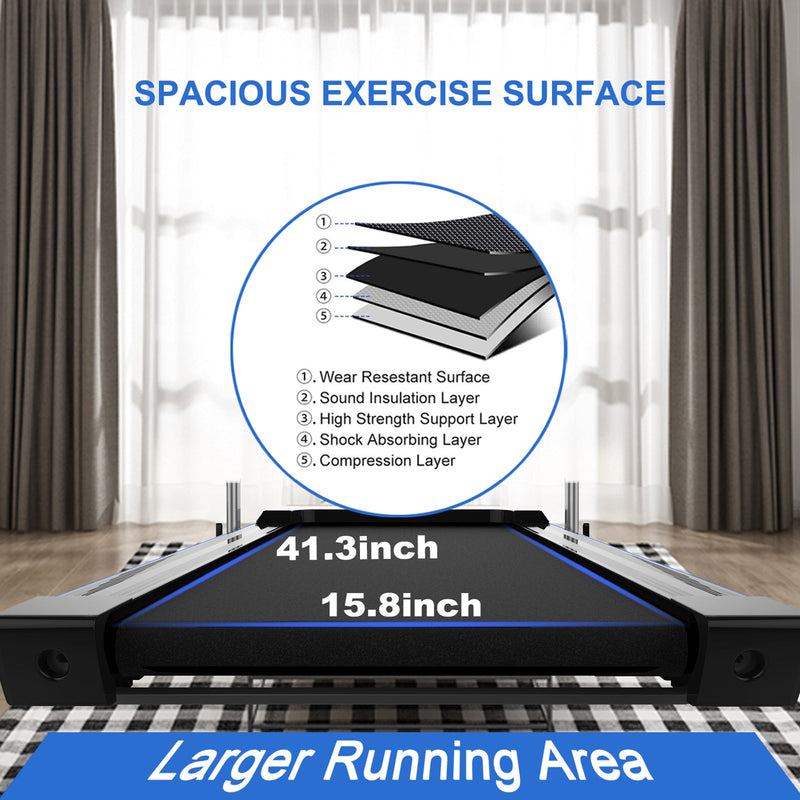 2 in 1 Under Desk Treadmill - 2.5 HP Folding Treadmill for Home, Installation-Free Foldable Treadmill Compact Electric Running Machine, Remote Control & LED Display Walking Running Jogging, Blue