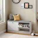 Shoe Storage Bench With Cushion, Entryway Organizer Cabinet For Hallway - White by HouseOfZazla