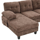 U-Shaped Sectional Sofa 103.5" Fabric Couch With Dual Chaise Lounges, Storage Pockets, Armrest Pillows