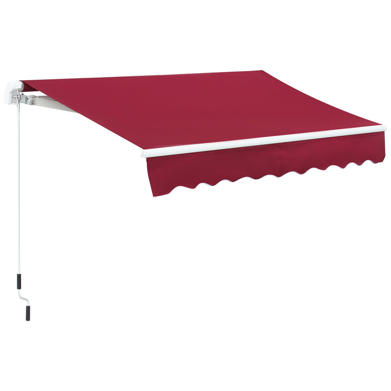 8' x 7' Patio Retractable Awning, Manual Exterior Sun Shade Deck Window Cover, Wine Red