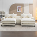 Sectional Sofa Upholstered Sofa With Two Removable Ottoman, Two USB Ports, Two Cup Holders And Large Storage Box For Living Room