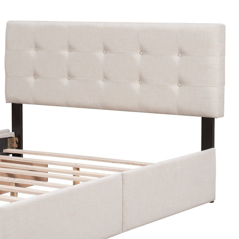 Walker Edison | Upholstered Platform Bed with Storage