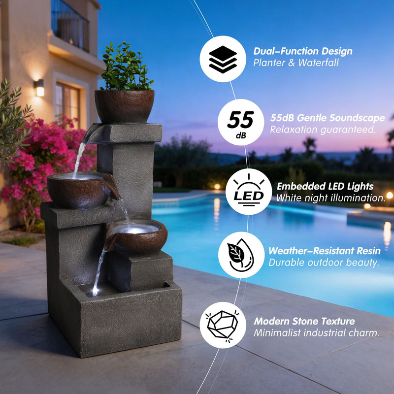 LED Waterfall Fountain Outdoor For Garden - Gray, photo 3 of 11