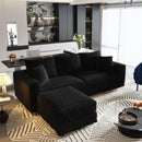 Deep Seat Convertible Sofa With Soft Pillows And Ottomans