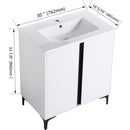30" Freestanding Bathroom Vanity With Ceramic Sink-BVB06730WH-