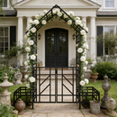 Metal Garden Arch with Gate and Planter for Climbing Plants by HouseOfZazla