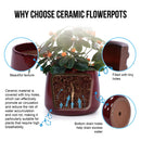 4 Pieces Planter Pot, Indoor Outdoor Flowerpot For Patio, Garden, Or Windowsills - Bean Paste Red by Unique Piece Furniture