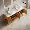SHARMA 60" Bathroom Vanity & Sinks - Freestanding Plywood Storage Cabinet