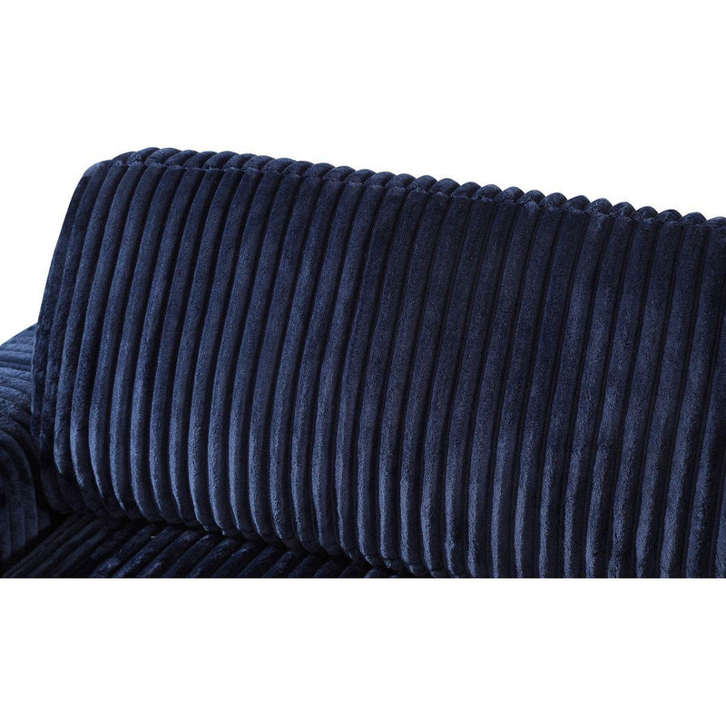 Modern Corduroy Blue Corner sofa Sleeper Sofa Couch With Comfy Deep Seat& 6 Pillows