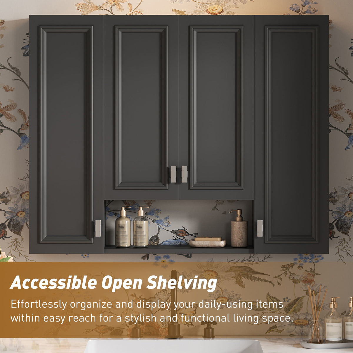 Wall Mounted Bathroom Cabinet With 5 Adjustable Shelves, photo 15 of 40