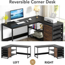 L-Shaped Computer Desk With Drawers And Shelves, Workstation For Home Office by HouseOfZazla