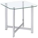 Cronin Square Tempered Glass Top Side End Table Chrome