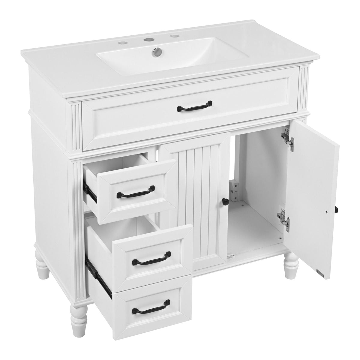 Bathroom Vanity With Sink, 2 Doors 2 Drawers, Freestanding Design, photo 17 of 40