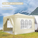 10'X10' Folding Canopy With 4 Removable Sidewalls Outdoor Event Shelter UPF 50+ Gazebo Portable Tents For Parties Beach Camping Wedding Ez Pop Up Canopy 4 Pieces Weight Bag + Carry Bag by HouseOfZazla