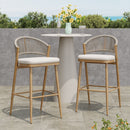 Outdoor Bar Height Metal Frame Counter Stools with Scallop-Shaped Backrest & Water-Resistant Cushions by HouseOfZazla