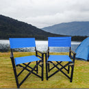 Folding Chair Wooden Director Chair Canvas Folding Chair Folding Chair (Set of 2) - Blue by HouseOfZazla