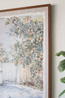 31.5x47.2' Hand-Painted Courtyard Scene Canvas Wall Art with Textured Pine Wood Frame by HouseOfZazla