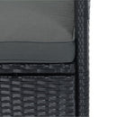 7 Piece Outdoor Patio Wicker Dining Set Patio With Adjustable Backrest Black Wicker + Dark Grey Cushion