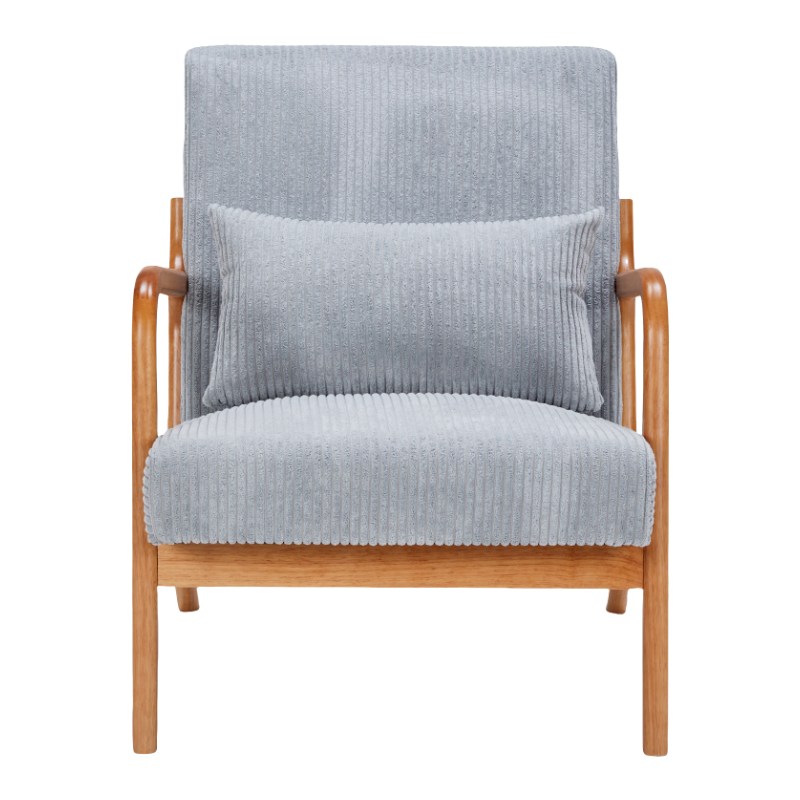 Mid-Century Modern Accent Chair, Arm Chair Living Room Chairs with Pillow Upholstered Reading Chair with Solid Wood Frame &  Living Room Bedroom Balcony (Antique Dark Grey)