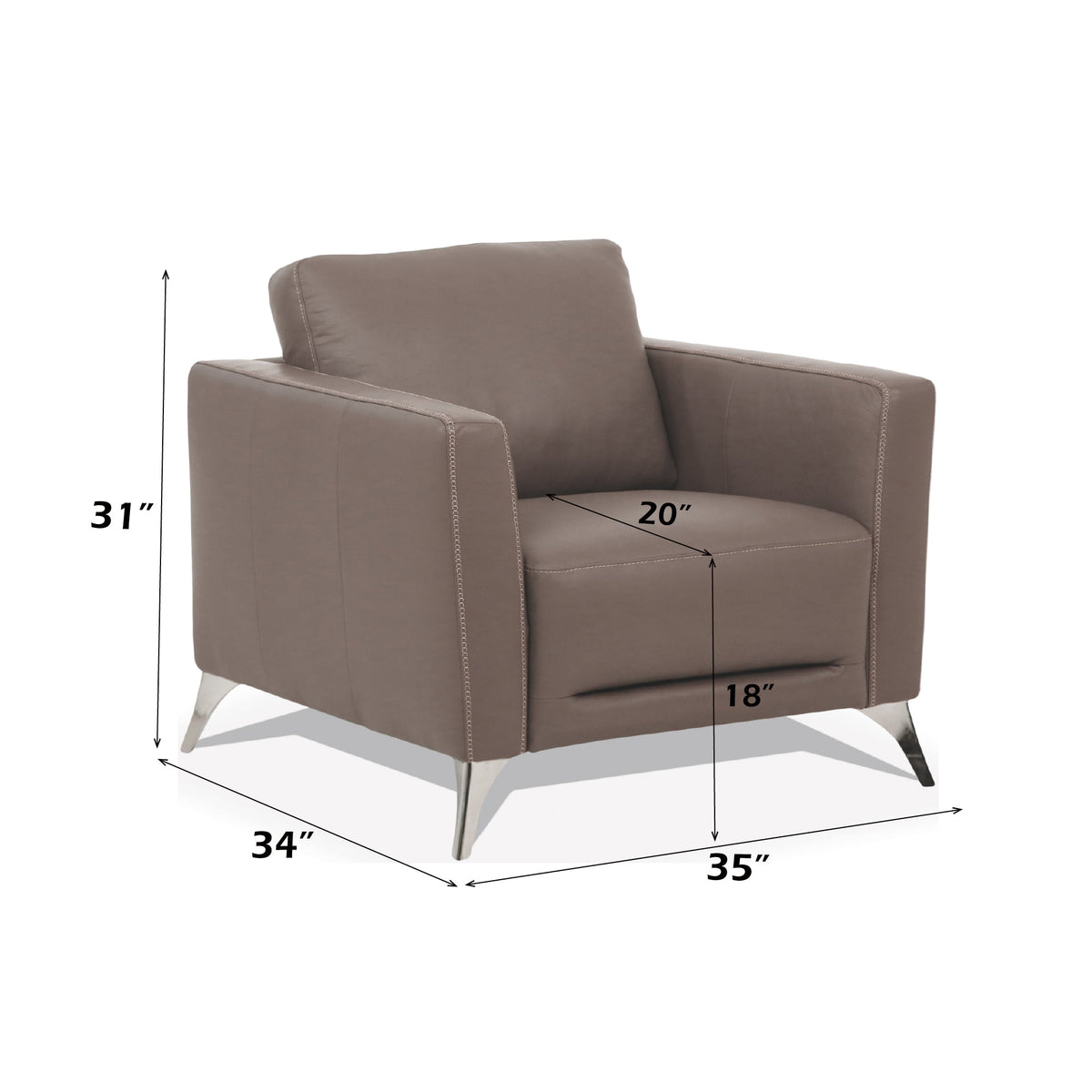 Malaga Leather Accent Chair, photo 3 of 5