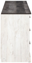 Shawburn - Six Drawer Dresser - Pewter-tone pulls - White / Black / Gray