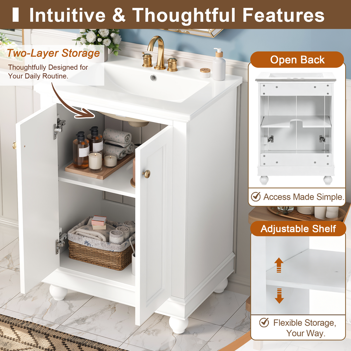 24 Inch Modern Bathroom Vanity Cabinet With Ceramic Sink, photo 7 of 10