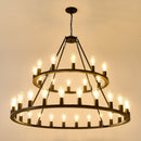 52 Inch Black Wagon Wheel Chandelier, 36-Lights