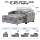 Pull Out Loveseat Sofa With Adjsutable Backrest, 2 Pillows, Cup Holders, USB Ports For Living Room by Unique Piece Furniture