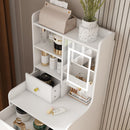 3 In 1 Dressing Table With LED Mirror & Storage Stool, Compact Makeup Vanity - White by Unique Piece Furniture