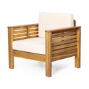Acacia Wood Loveseat And Coffee Table Set With Cushions