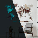 3D Luminous Colored Wooden World Map Cappuccino