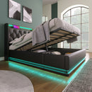 Upholstered Bed, 360 Surround LED Function, Remote Control, Hydraulic Storage Bed With USB, Type-C Charging (Without Mattress) by HouseOfZazla