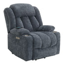 Omarion - Power Recliner With Lift, Heating & Massage - Blue Chenille by Unique Piece Furniture