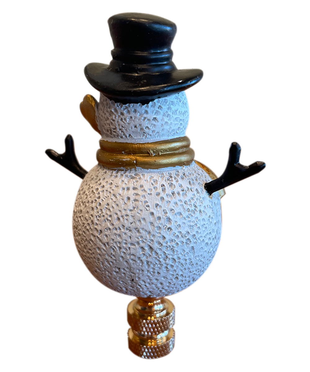 3.7"H Silver and Gold Christmas Snowman Polished Brass Base Lamp Finial, photo 3 of 5