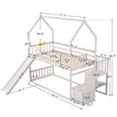 Twin Over Twin House Bunk Bed With Convertible Slide, Storage Staircase by HouseOfZazla