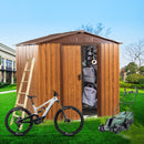 Metal Storage Shed Appealing Horizontal Siding In Woodgrain With Coffee Trim To Complement - Light Brown by HouseOfZazla