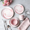 Marbled Round Ceramic Dinnerware Set with Plates and Bowls