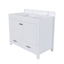 43" Bathroom Vanity With Artificial Marble Carrara Top Set, Multi Functional Bathroom Cabinet With Doors And Drawer - White by HouseOfZazla