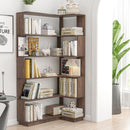 5-Tier L-Shaped Corner Bookshelf with 6 Open Shelves