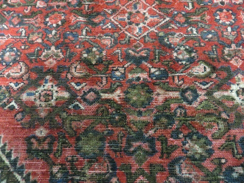 5' 6" X 10' Antique Handmade India Floral Oriental Wool Rug Veg Dyes Red Nice