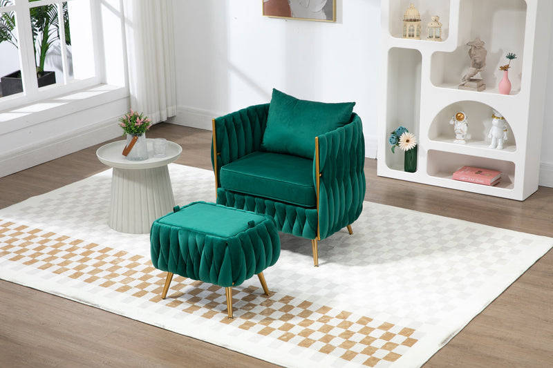 Accent Chair with Storage Ottoman Chair Tufted Barrel Chair Set Arm Chair for Living Room Bedroom