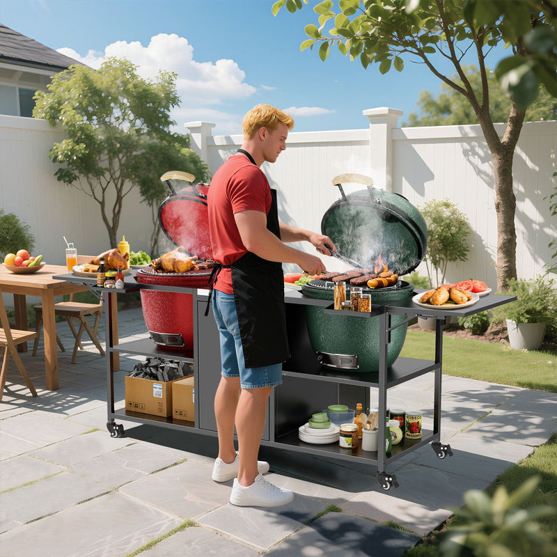 Outdoor Grill Cart For 2 Big Egg - Black / Silver, photo 5 of 12