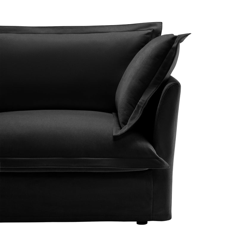 Slipcovered U Shape Sectional Deep Seat Sofa Couch, 3 Seater Sofa with French Edges Design Multiple Big Pillows, Modular Deep Seat Sectional Sofa Comfy Cloud Couch for Living Room, Apartment,Chenille