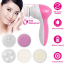Facial Cleansing Brush Waterproof Face Spin Cleaning Brush with 5 Brush Heads Deep Cleansing Body Facial Brush Set for Gentle Exfoliating Removing Bla