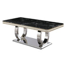 Luxury Modern Dining Table With 6 Chairs Marble Top Titanium Plated Base - Black by Unique Piece Furniture