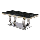 Luxury Modern Dining Table With 6 Chairs Marble Top Titanium Plated Base - Black by Unique Piece Furniture
